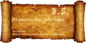 Mladoniczki Sándor névjegykártya
